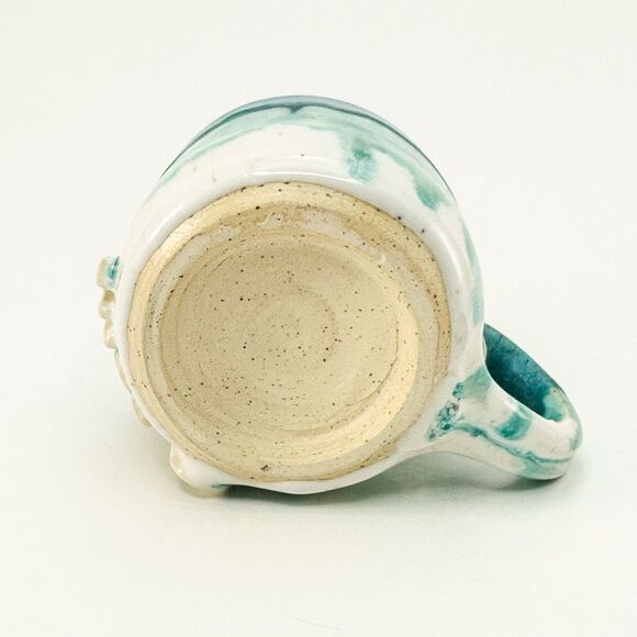Handmade Pottery “Best Mom” Mug Teal Blue Green Glaze Drip Artisan Coffee Cup - Picture 5 of 7